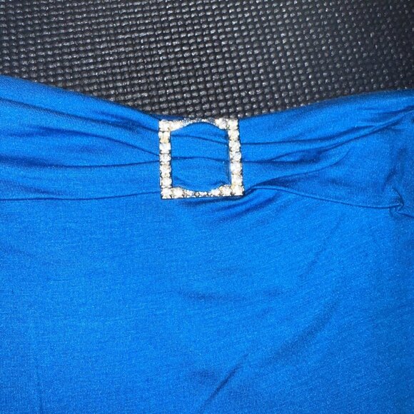GUESS Strapless Blue Mini Dress with Rhinestone Buckle – Size XS (NWT) - Picture 4 of 7